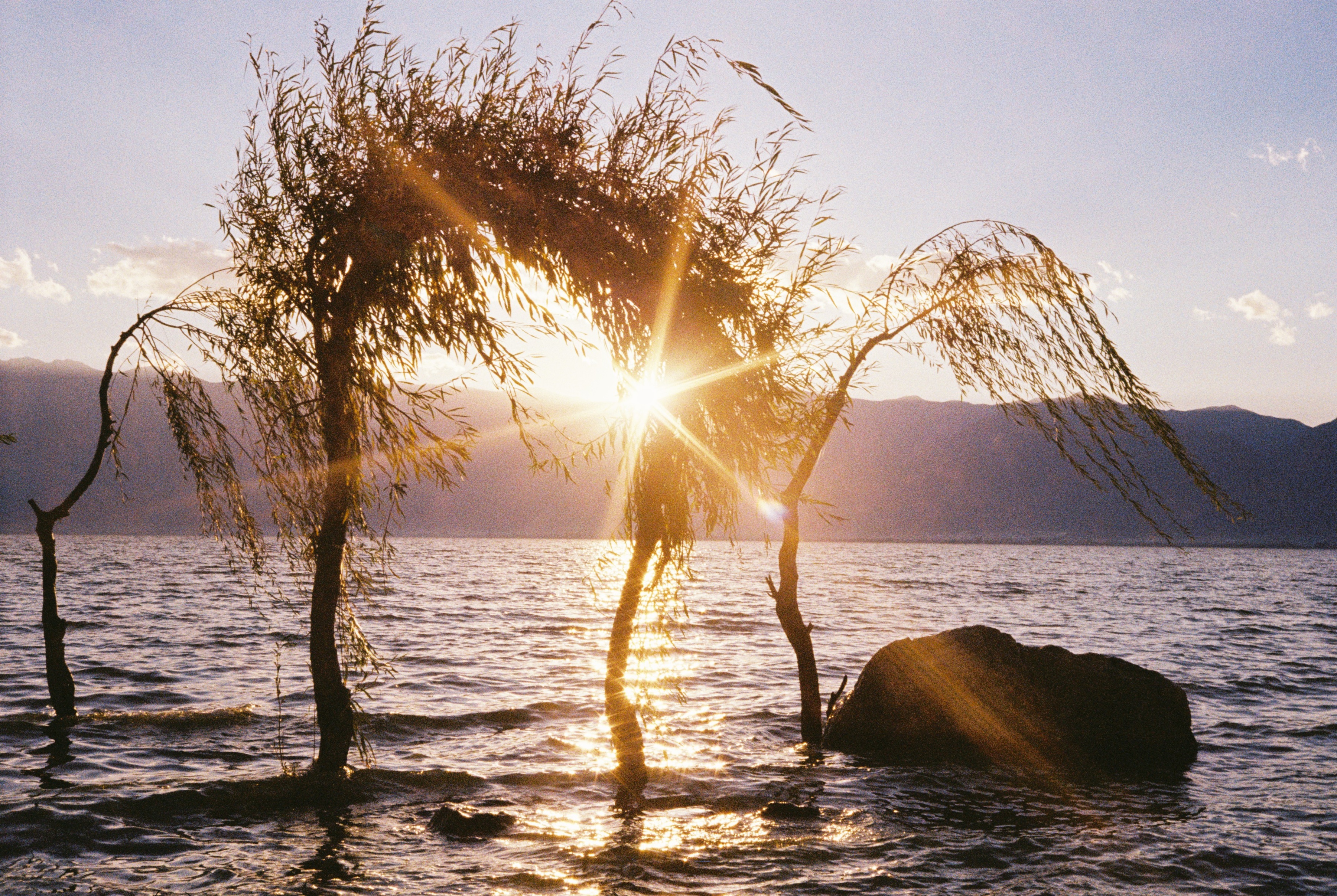 Sunset over Erhai Lake and Cangshan in Dali, Yunnan